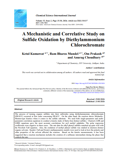 First page preview of "Mechanistic Study of Sulfide Oxidation"