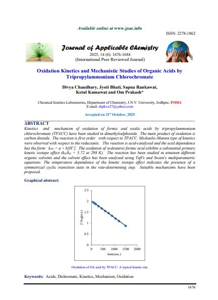 First page preview of "Kinetic and Mechanistic Study of Organic Acid Oxidation"